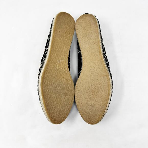 [Loeffler Randall] Black Gold Studded Mara Leather Cap Toe Espadrille Flats Sz 9 - Picture 12 of 12